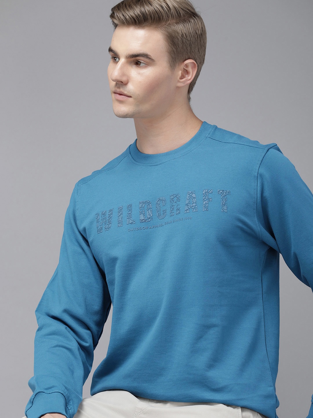 

Wildcraft Brand Logo Printed Pure Cotton Sweatshirt, Blue