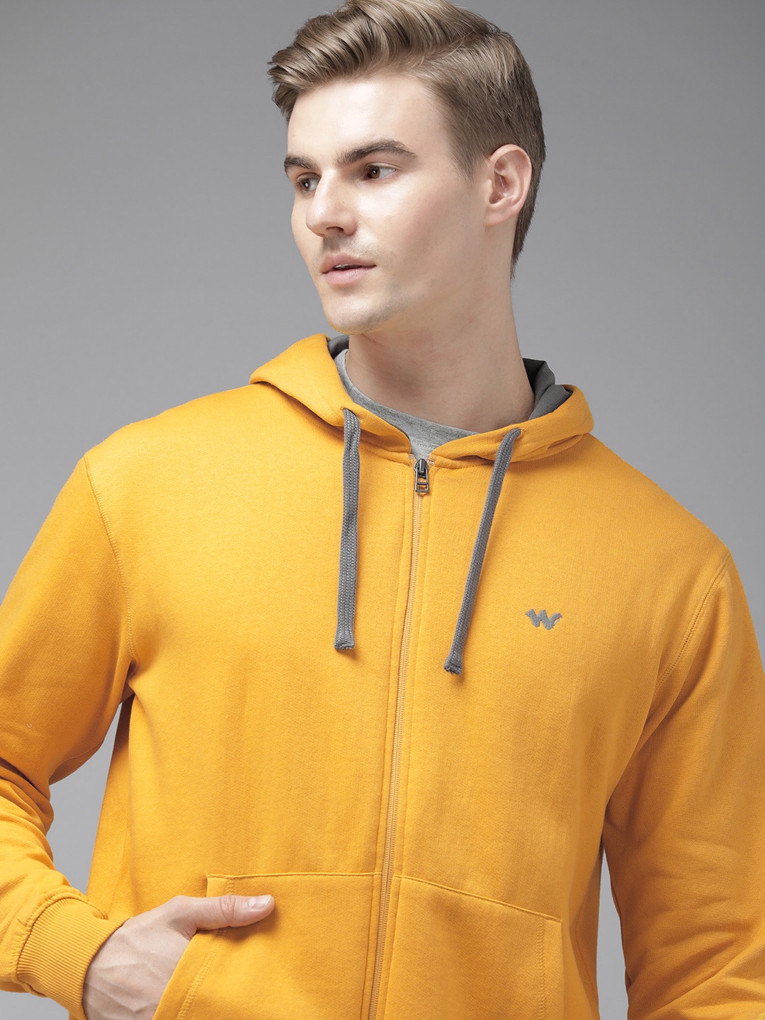 

Wildcraft Solid Hooded Sweatshirt, Mustard