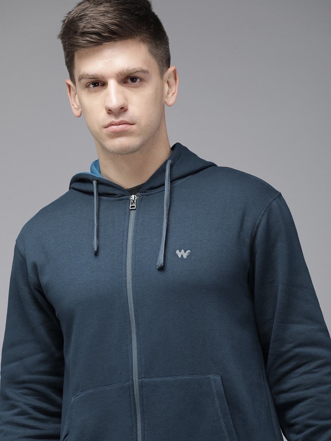 

Wildcraft Solid Hooded Sweatshirt, Navy blue