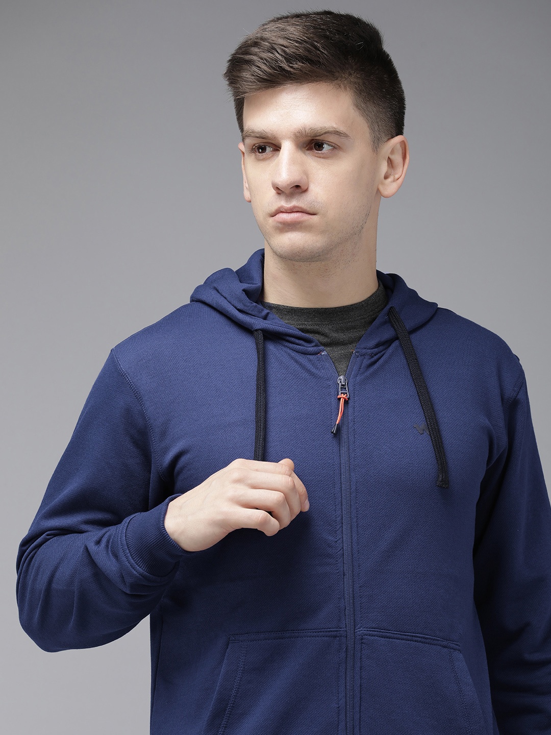 

Wildcraft Solid Hooded Sweatshirt, Navy blue
