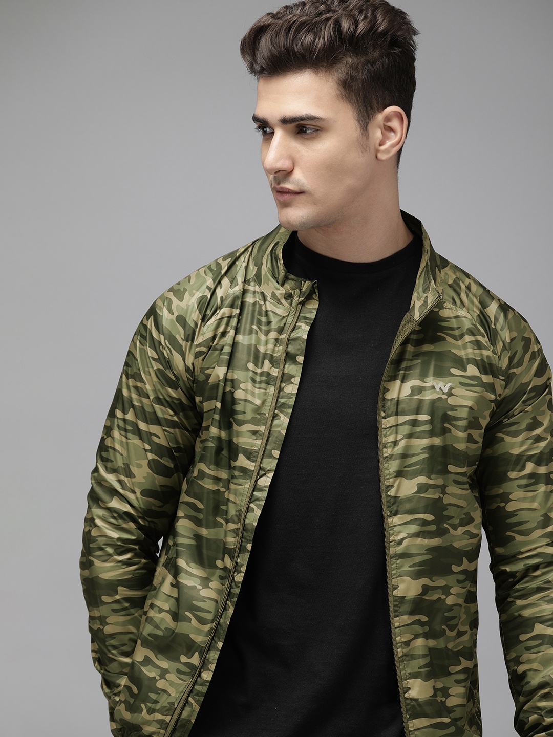 

Wildcraft Water Resistant Windcheater Camouflage Printed Tailored Jacket, Olive