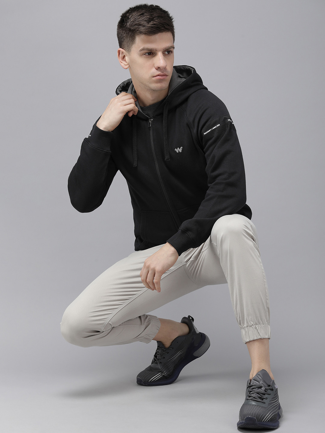 

Wildcraft Solid Hooded Sweatshirt, Black