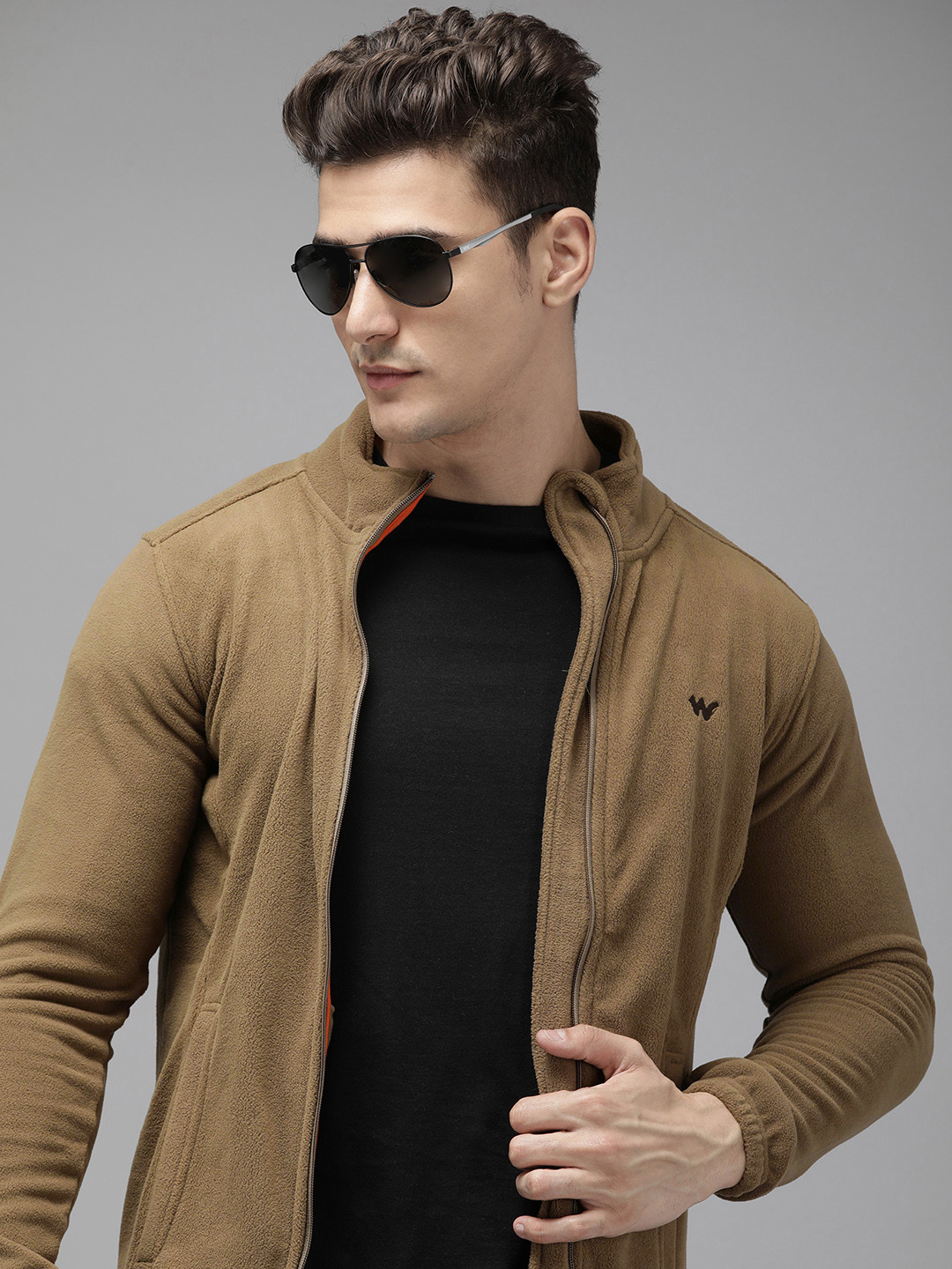 

Wildcraft Solid Stand Collar Tailored Jacket, Beige