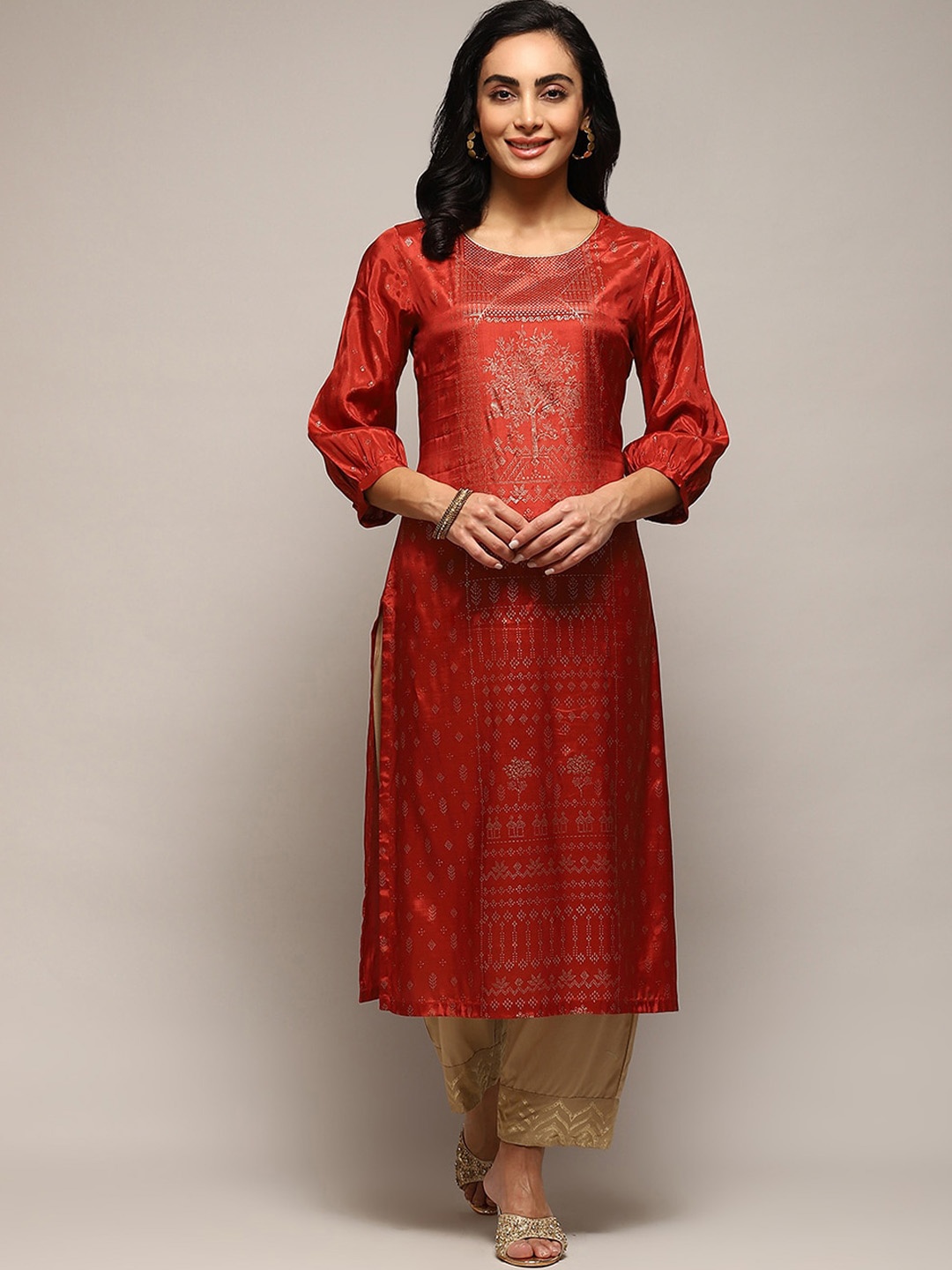 

Biba Ethnic Motifs Printed Kurta, Rust