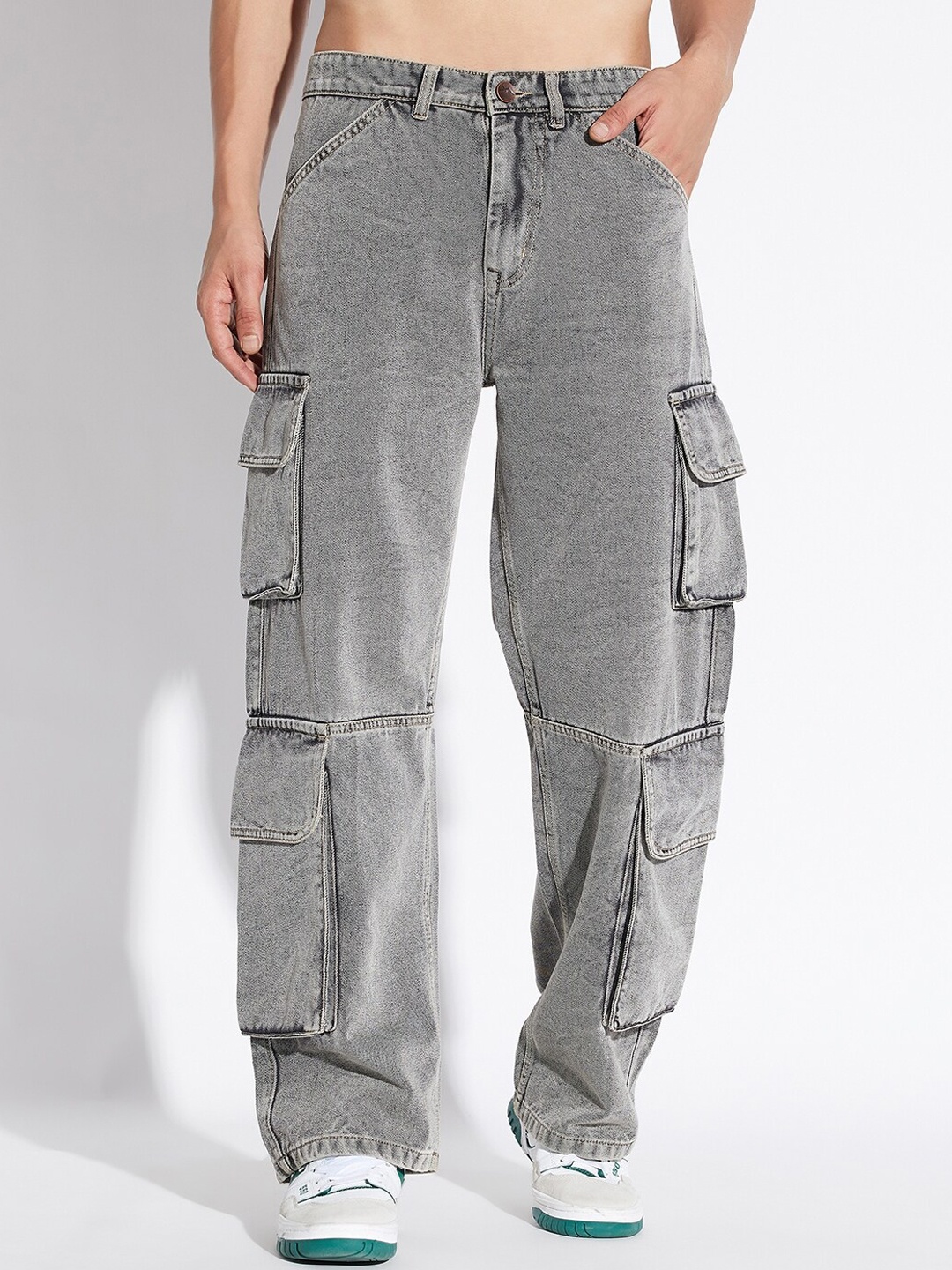 

FUGAZEE Men Relaxed Fit Soft Functional Mid-Rise Clean Look Non Stretchable Jeans, Grey