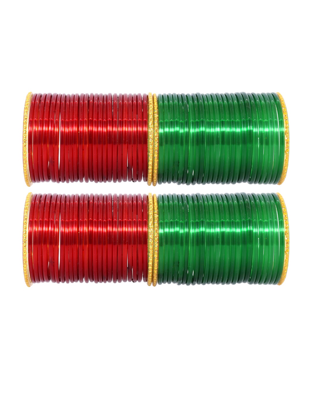 

NMII Set Of 104 Glossy Finished Glass Bangles, Red