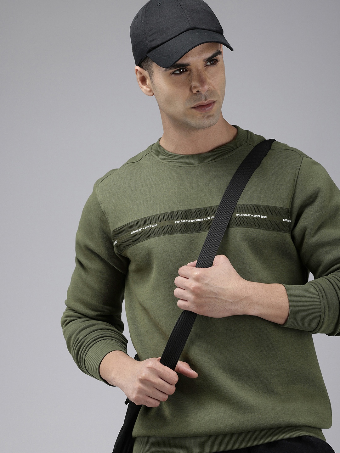 

Wildcraft Striped Detailed Crew Neck Sweatshirt, Olive