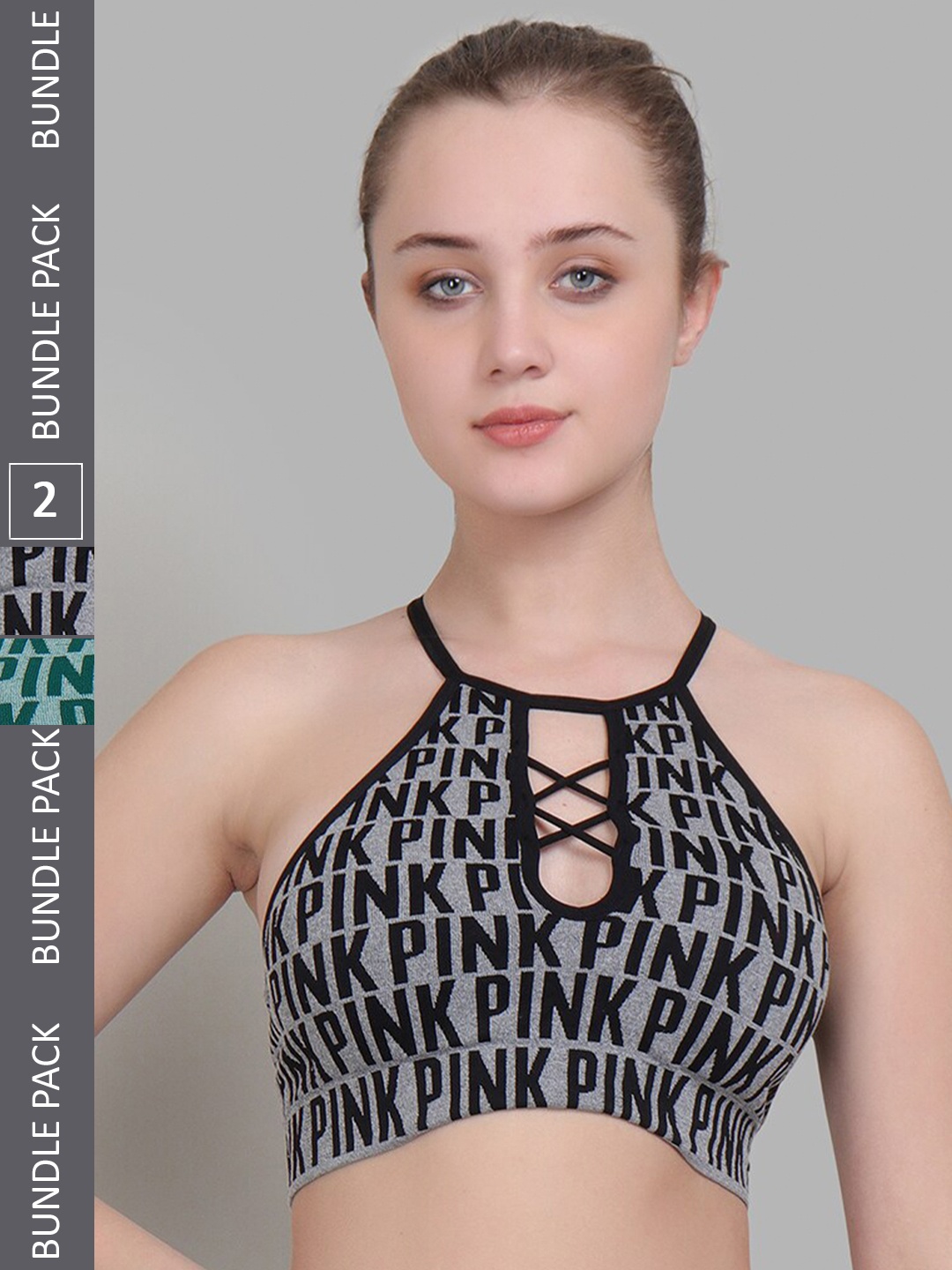 

Lebami Pack Of 2 Full Coverage Dry Fit Lightly Padded Workout Bra With All Day Comfort, Black