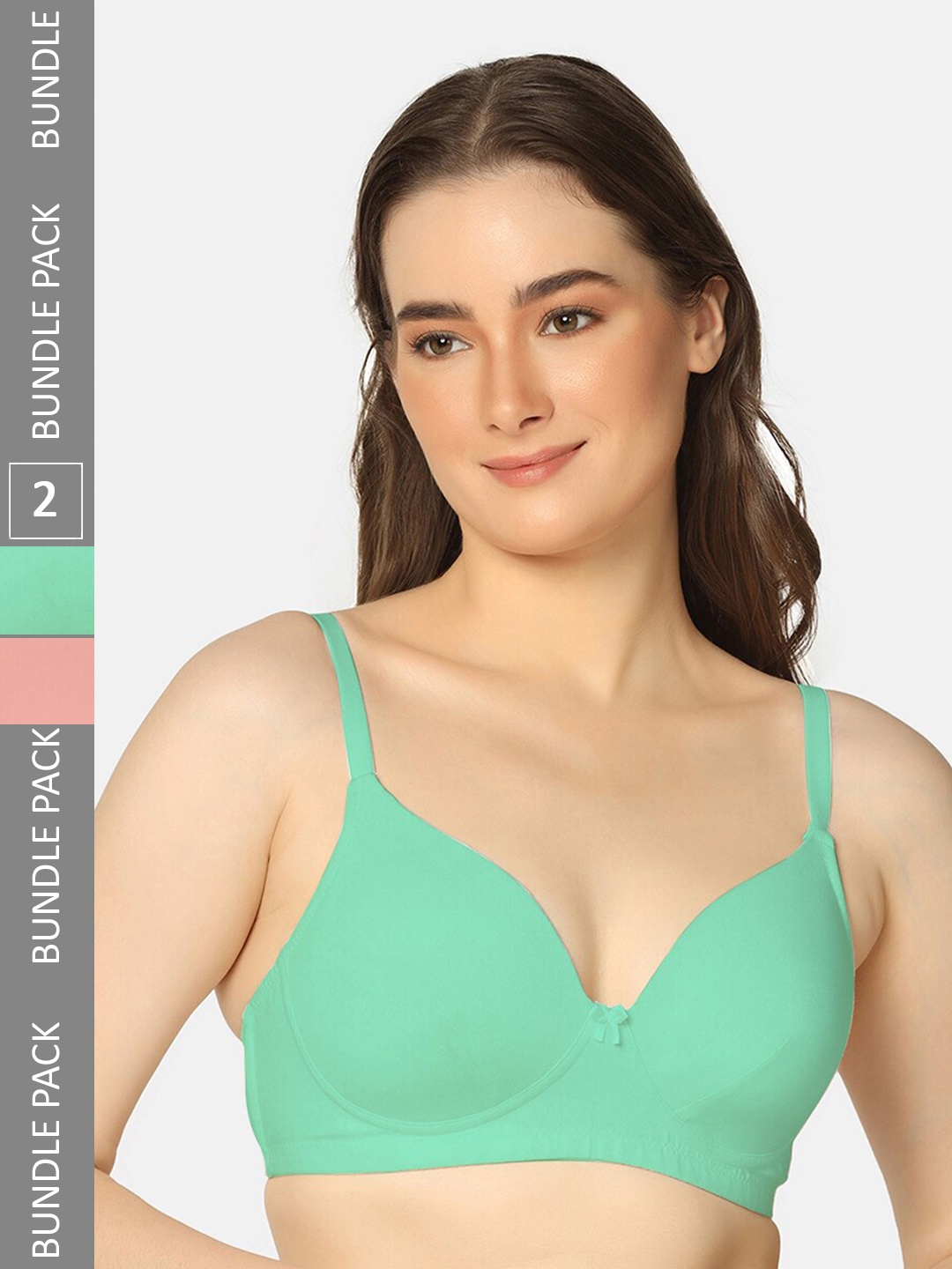 

Curvy Love Pack of 2 Medium Coverage Lightly Padded Bra With All Day Comfort, Sea green