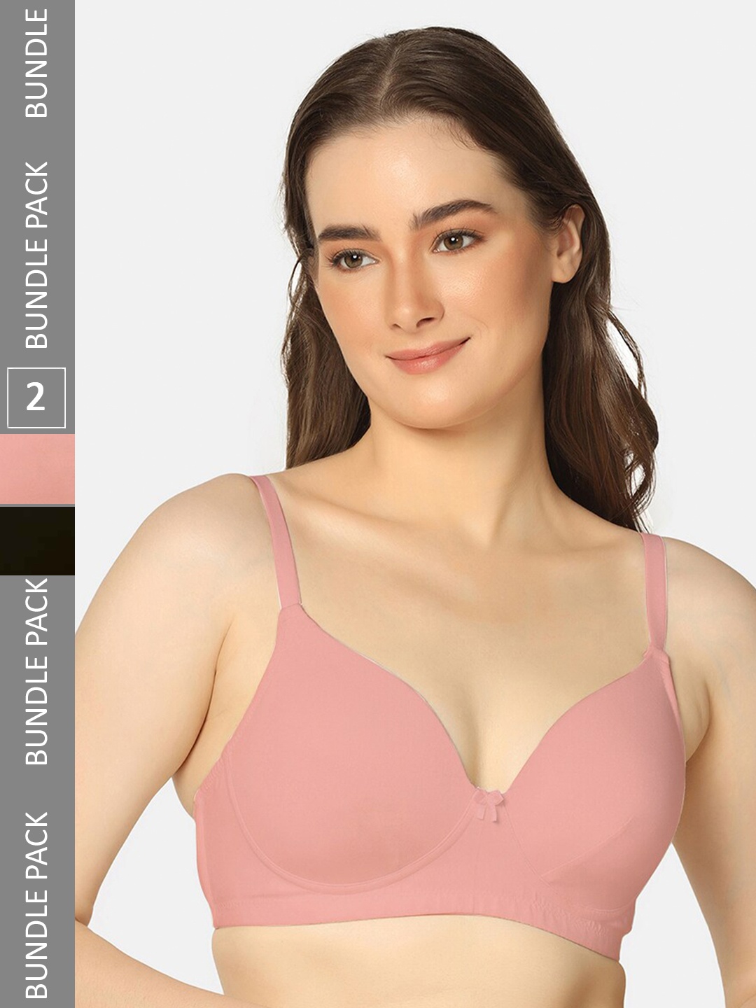 

Curvy Love Pack of 2 Medium Coverage Lightly Padded Bra With All Day Comfort, Pink