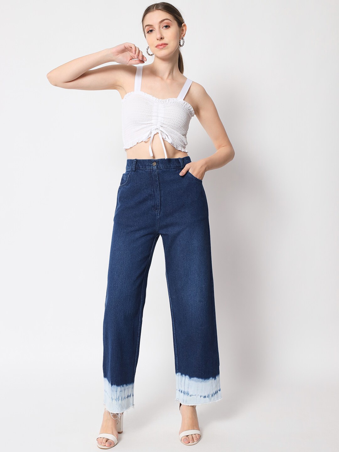 

Chemistry Women Flared High Rise Light Fade Jeans, Blue