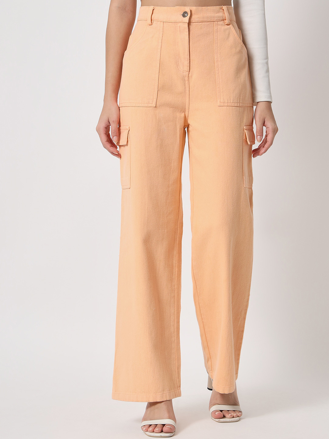 

Chemistry Women Flared High Rise Jeans, Peach