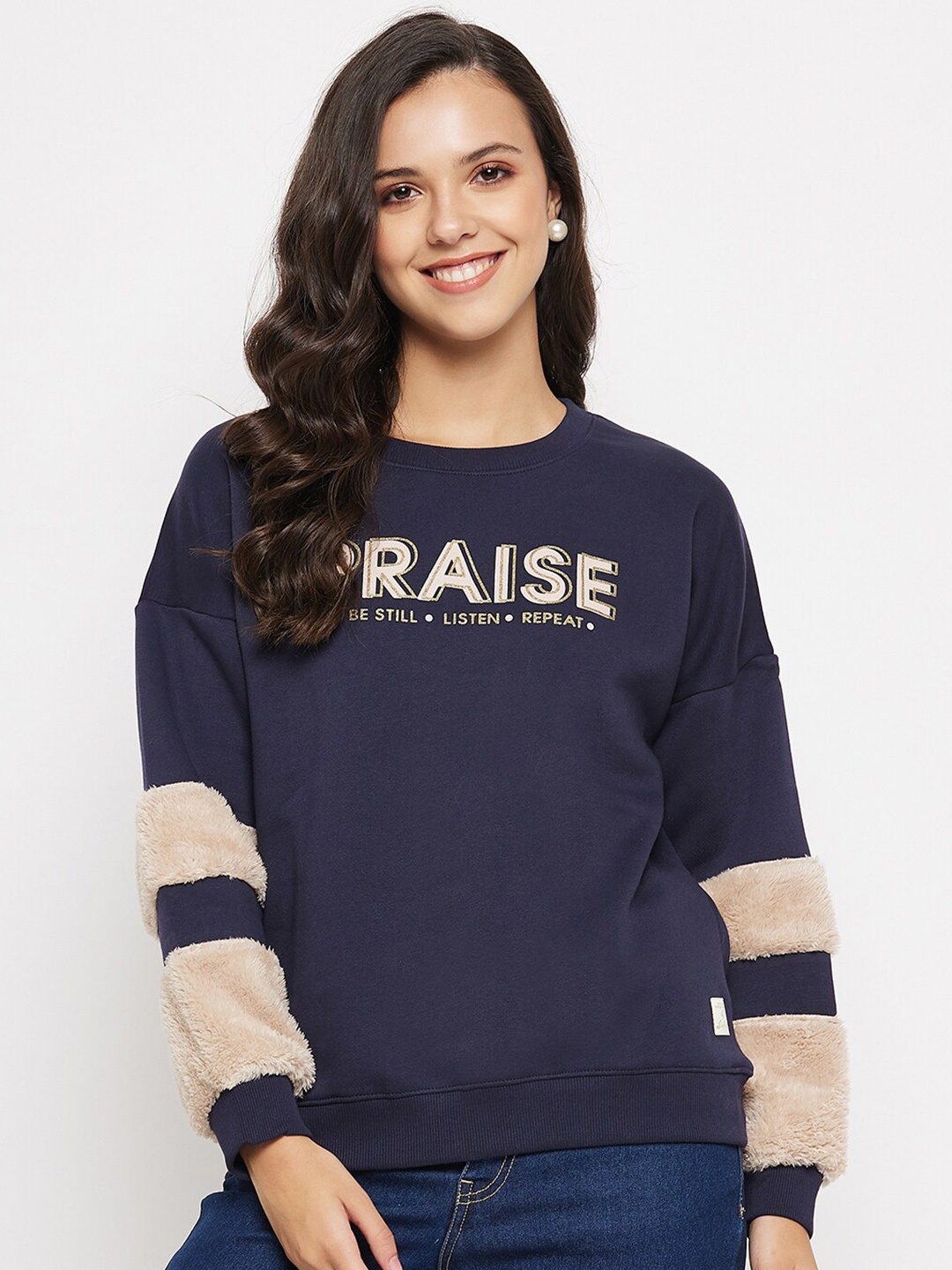 

NEVA Typography Printed Sweatshirt, Navy blue