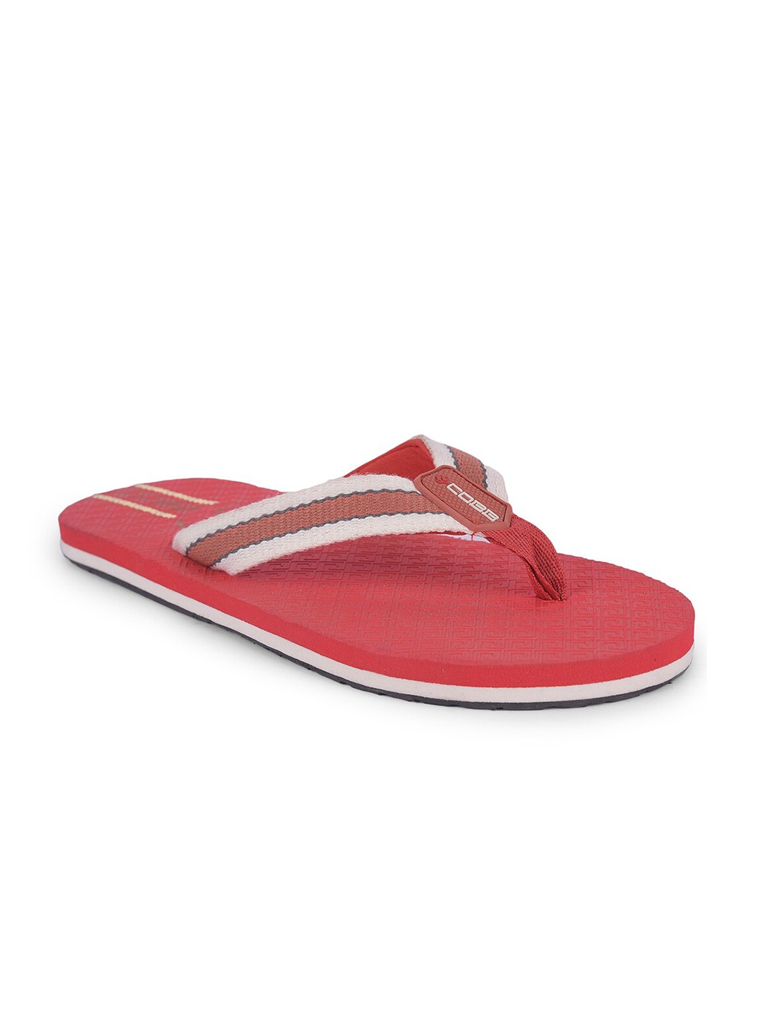 

COBB Men Striped Thong Flip-Flops, Red