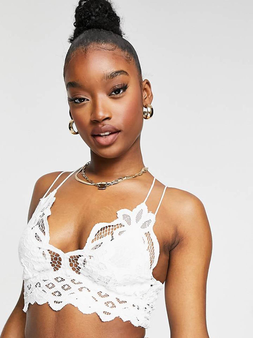 

Krelin Self Design Cotton Half Coverage Lightly Padded Bralette Bra With All Day Comfort, White