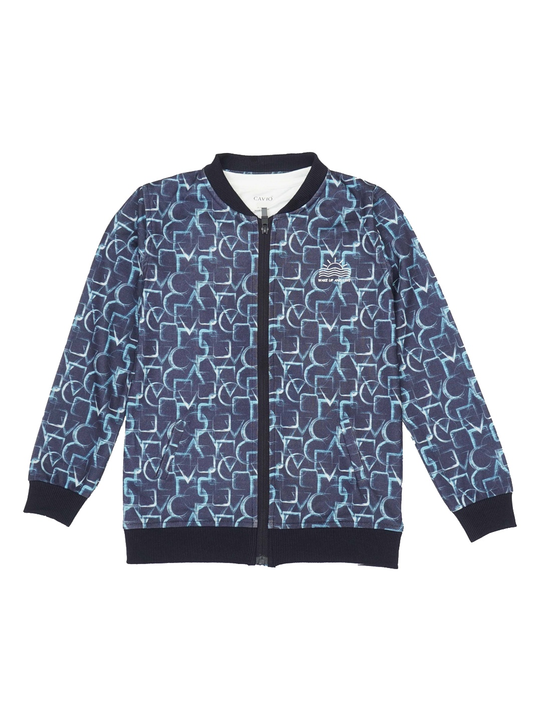 

CAVIO Boys Geometric Lightweight Bomber Jacket with T-shirt, Blue