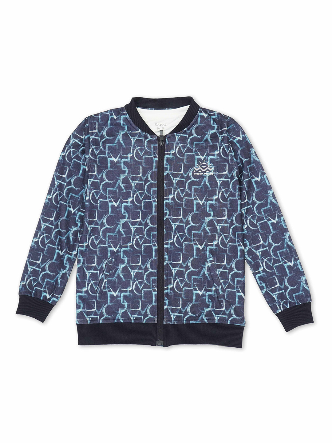 

CAVIO Boys Geometric Lightweight Bomber Jacket with T-shirt, Blue