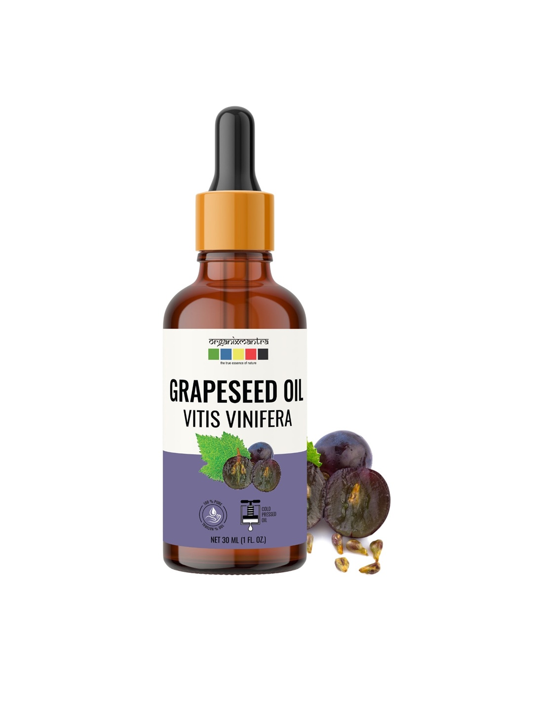 

Organix Mantra Pure & Natural Cold Pressed Grapeseed Carrier Oil - 30 ml, Cream