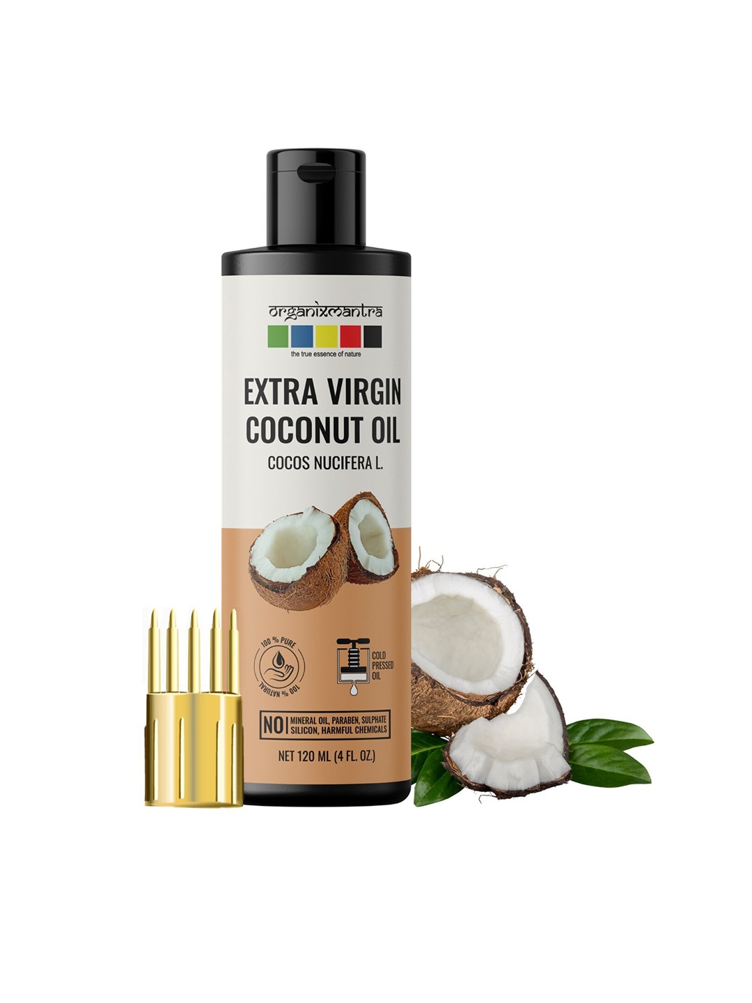 

Organix Mantra Pure & Natural Cold Pressed Extra Virgin Coconut Carrier Oil - 120 ml, Cream
