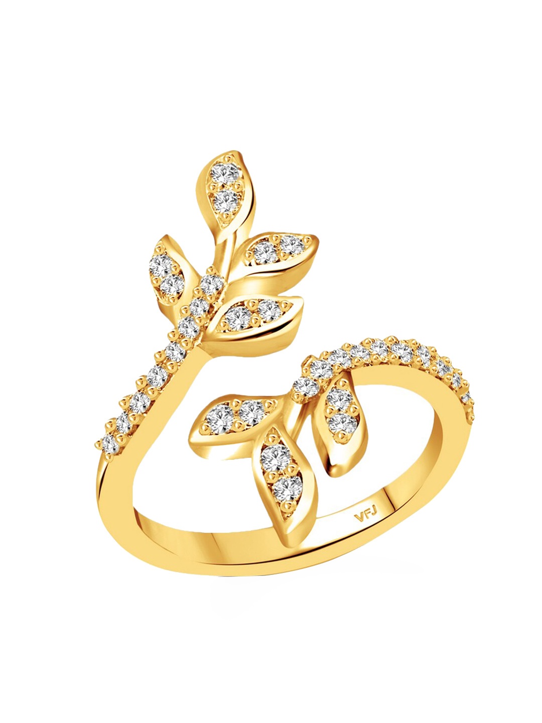

Vighnaharta Gold Plated CZ-Studded Adjustable Finger Ring