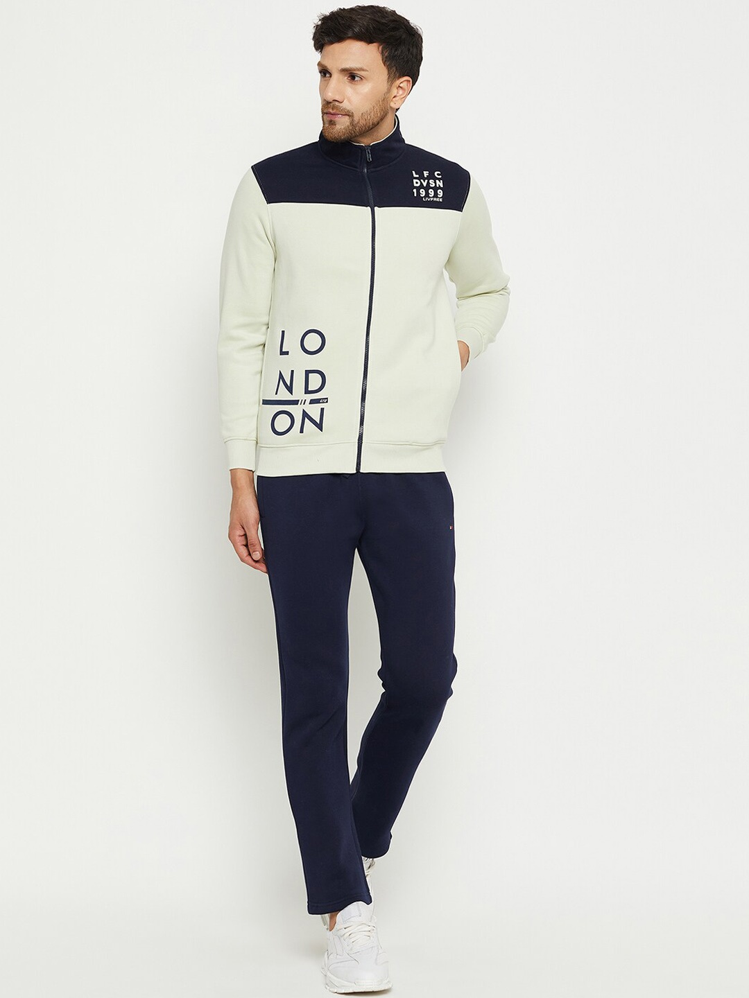 

NEVA Colourblocked Mock Collar Pre-Winter Tracksuit, Cream