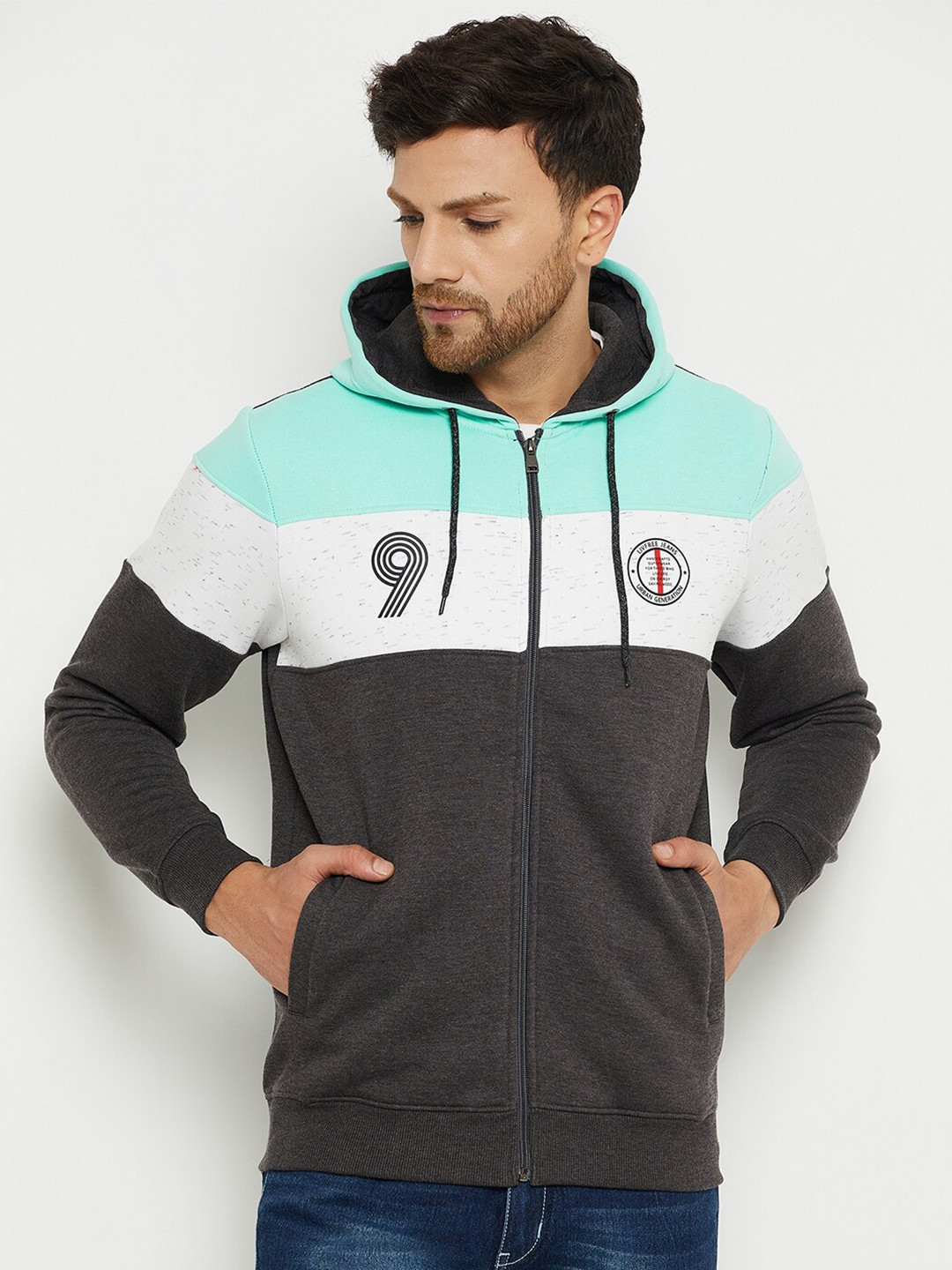 

NEVA Hood Colourblocked Sweatshirt, Charcoal