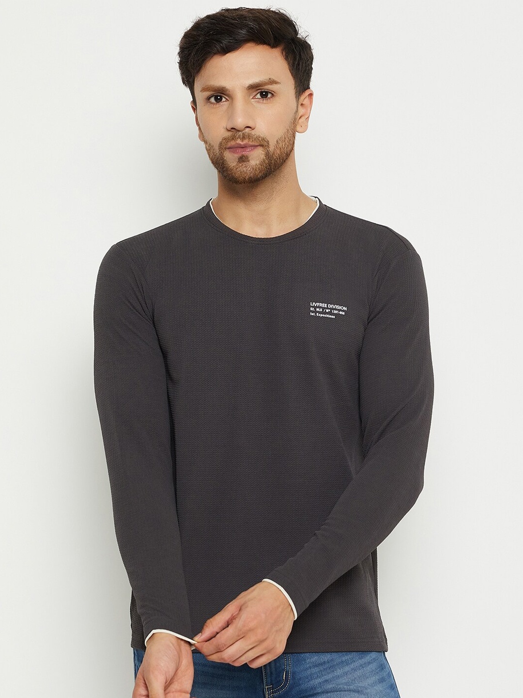 

NEVA Round Neck Long Sleeves T-shirt, Charcoal