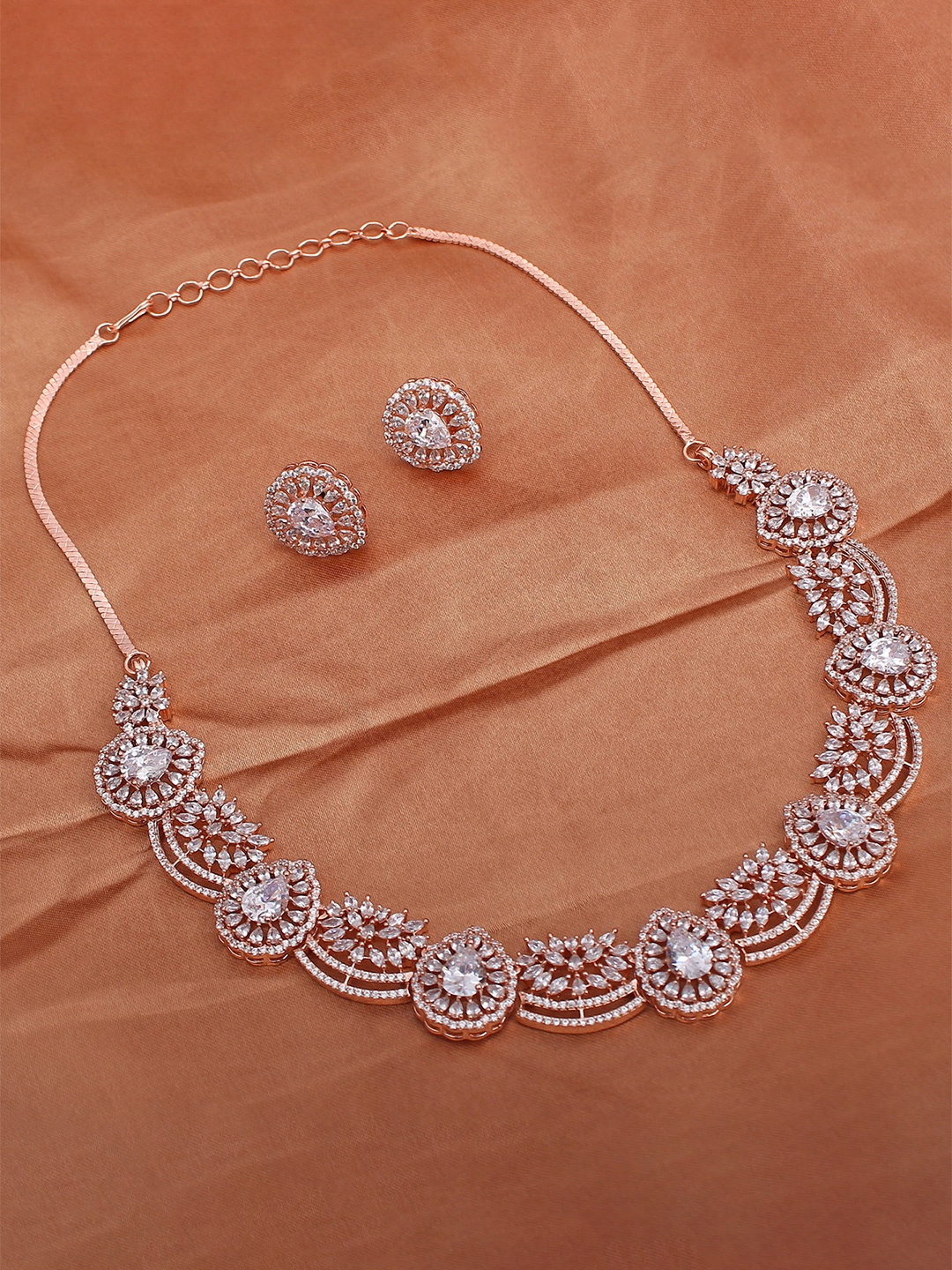 

Mirana Rose Gold Plated American Diamond Studded Jewellery Set