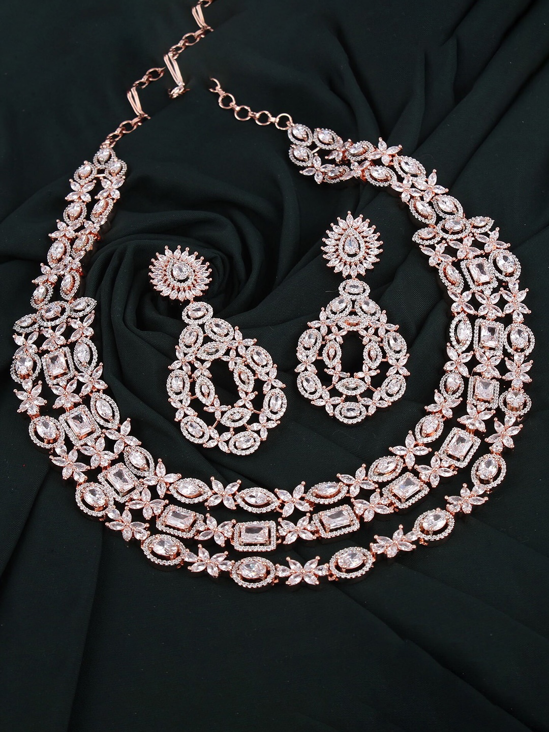 

Mirana Rose Gold-Plated AD-Studded Layered Jewellery Set