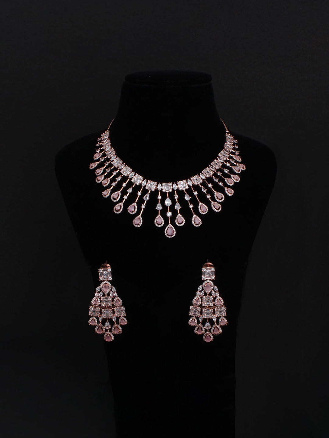 

Mirana Rose Gold-Plated Cubic Zirconia-Studded Necklace Set