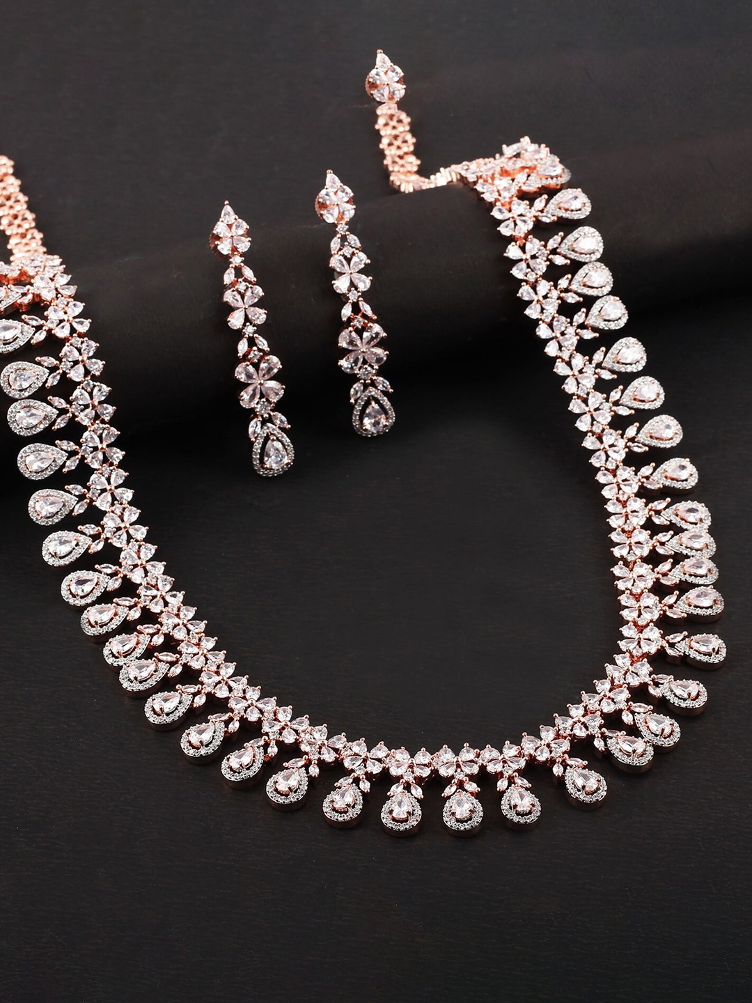 

Mirana Rose Gold-Plated American Diamond-Studded Jewellery Set