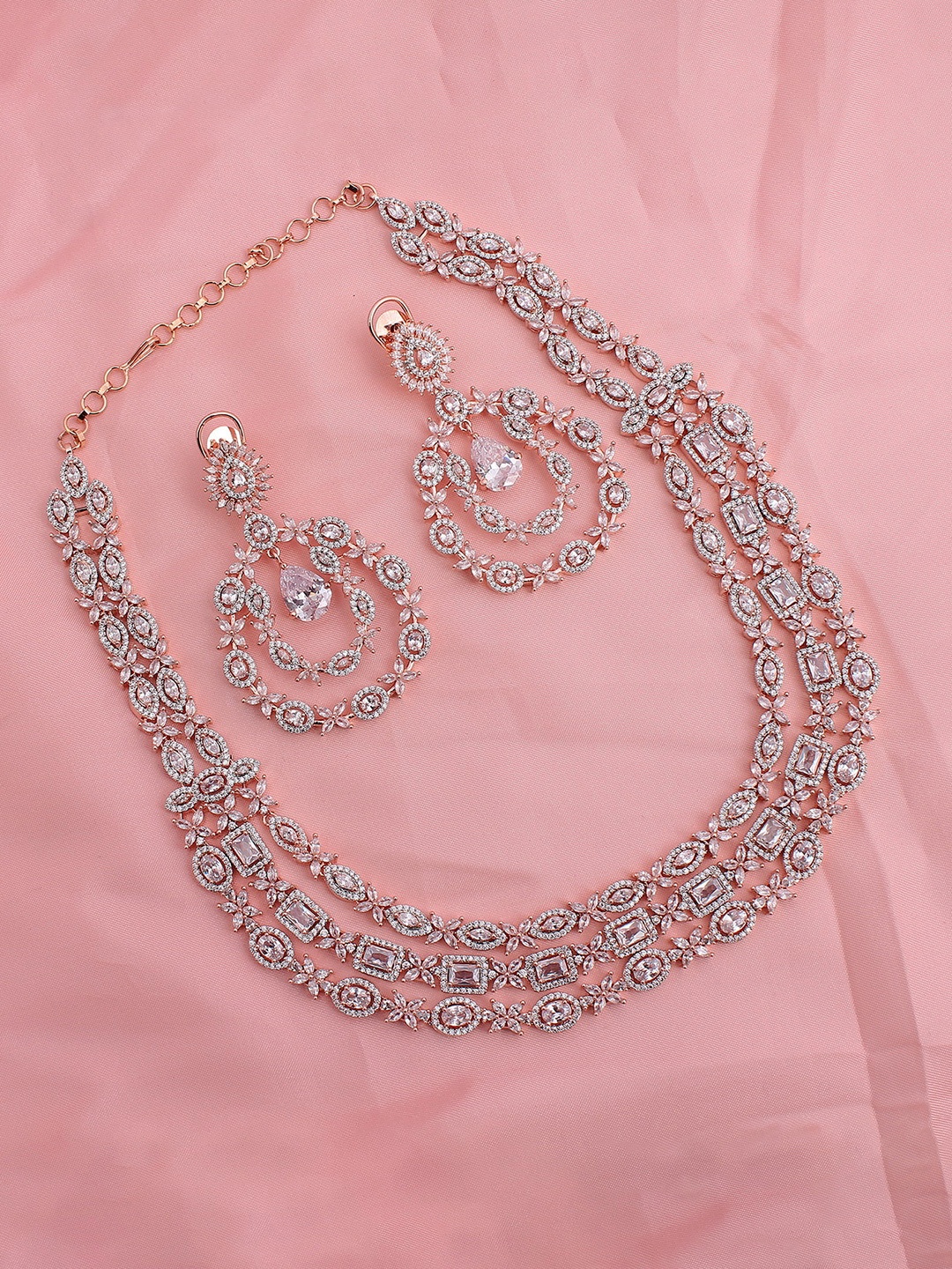 

Mirana Rose Gold-Plated American Diamond Studded Jewellery Set