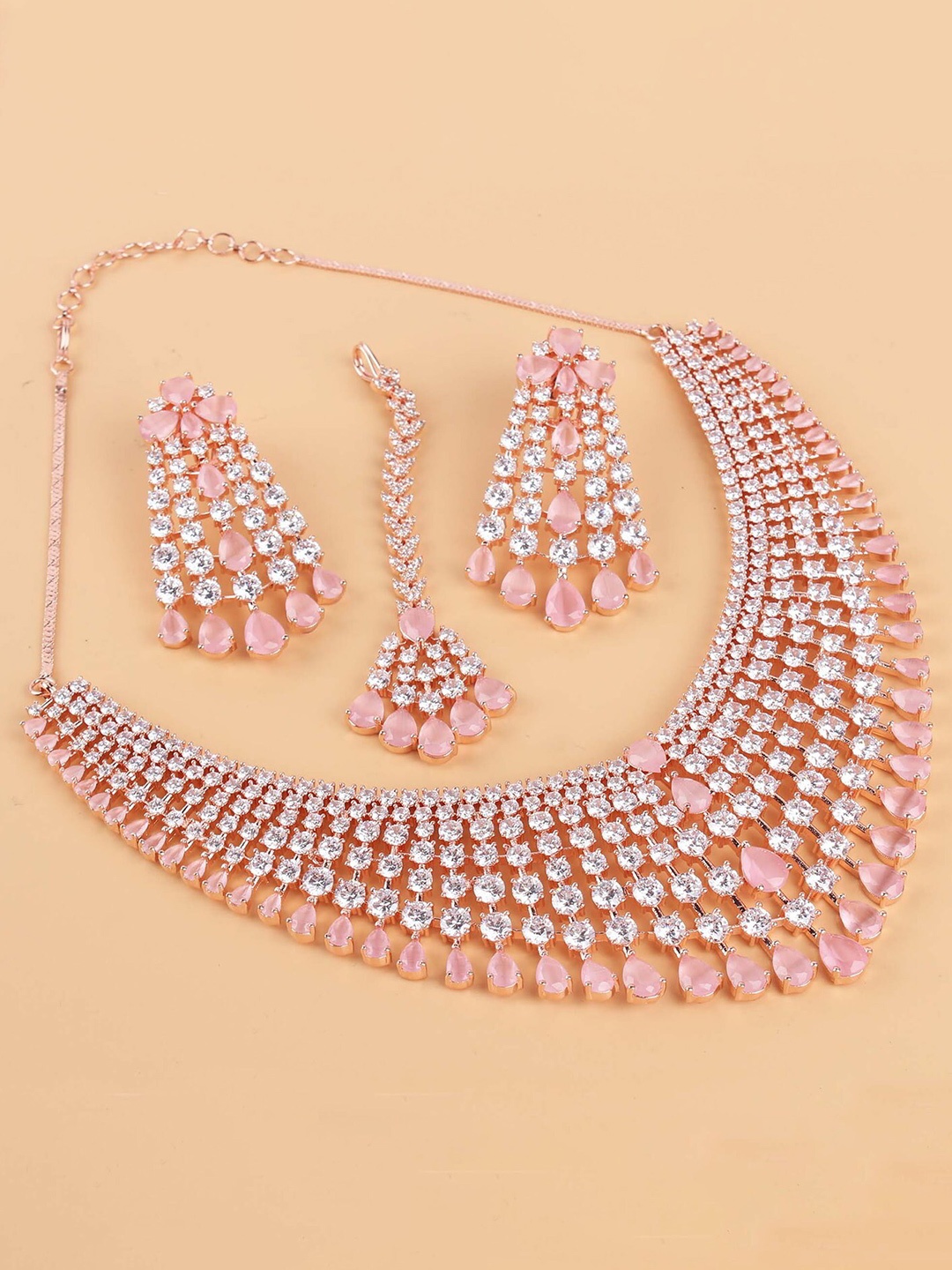 

Mirana Rose Gold Plated AD Studded Jewellery Set