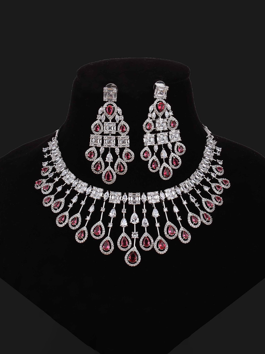 

Mirana Rhodium-Plated Cubic Zirconia-Studded Necklace Set, Silver