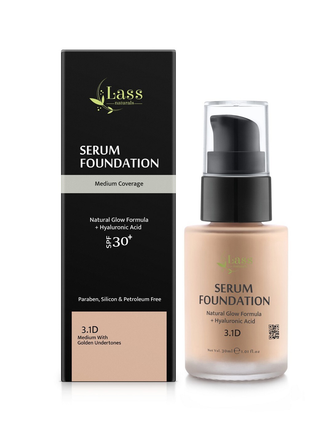 

Lass Naturals Liquid Serum Foundation - 30ml - Dark 3.1, Nude