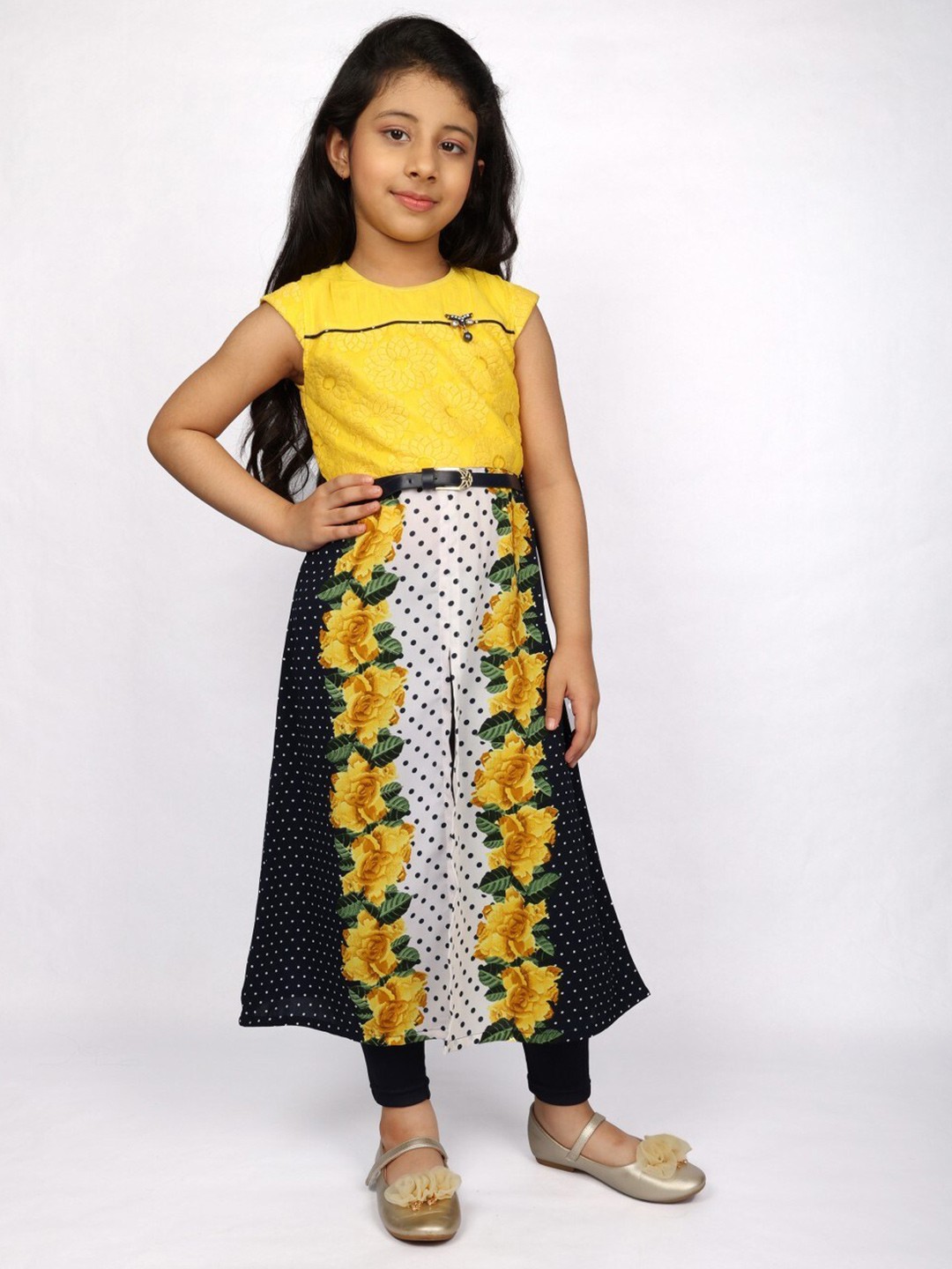 

Peppermint Girls Printed Pure Cotton Kurta With Leggings, Blue