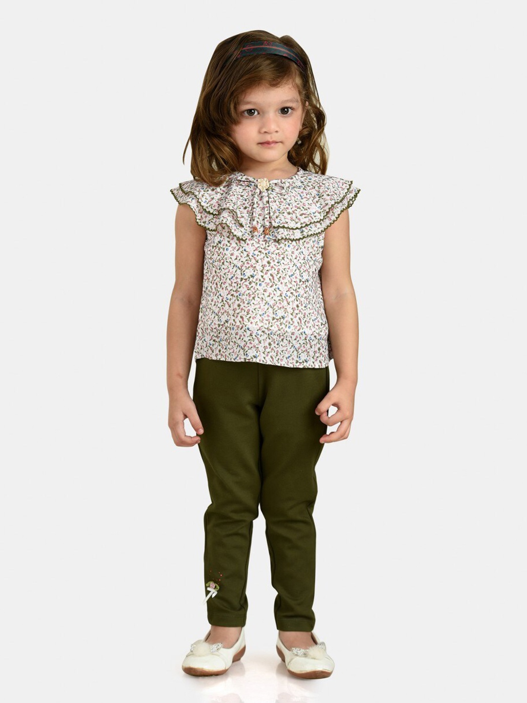 

Peppermint Girls Floral Printed Sleeveless Clothing Set, Olive