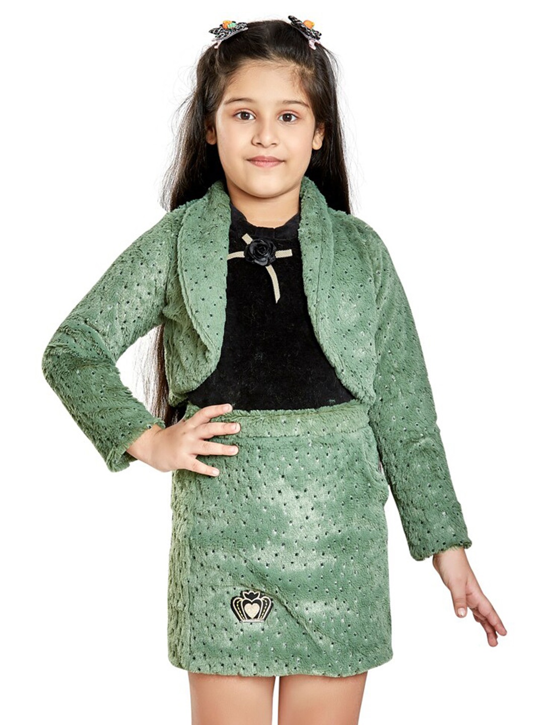 

Peppermint Girls Top & Skirt With Waistcoat, Olive