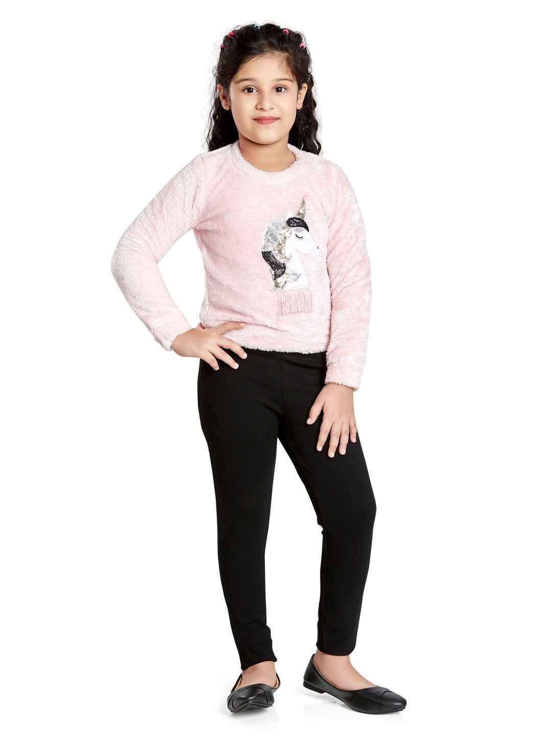 

Peppermint Girls Round Neck Long Sleeve Embellished Clothing Set, Peach