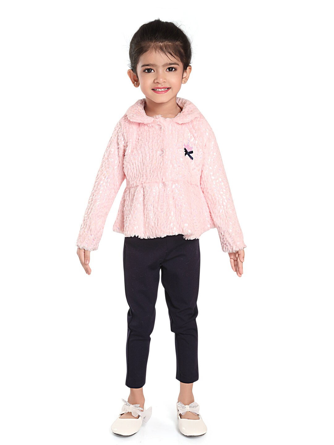 

Peppermint Girls Embellished Coat with Trousers, Pink