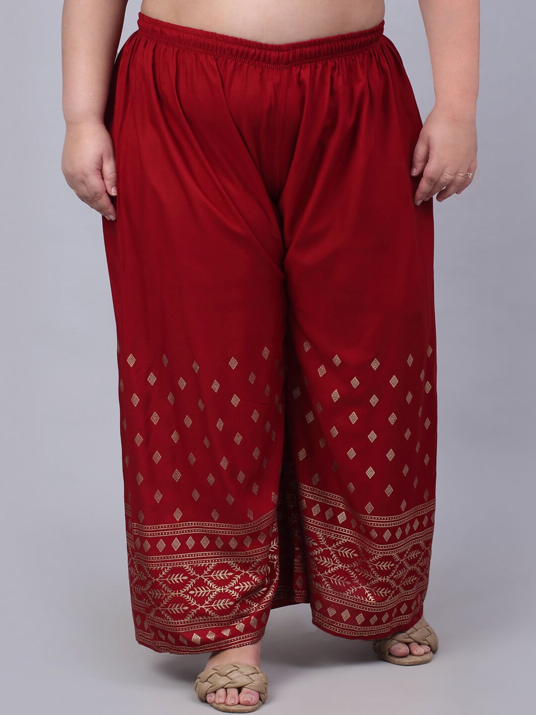 

Trend Level Floral Printed Wide Leg Ethnic Palazzos, Maroon
