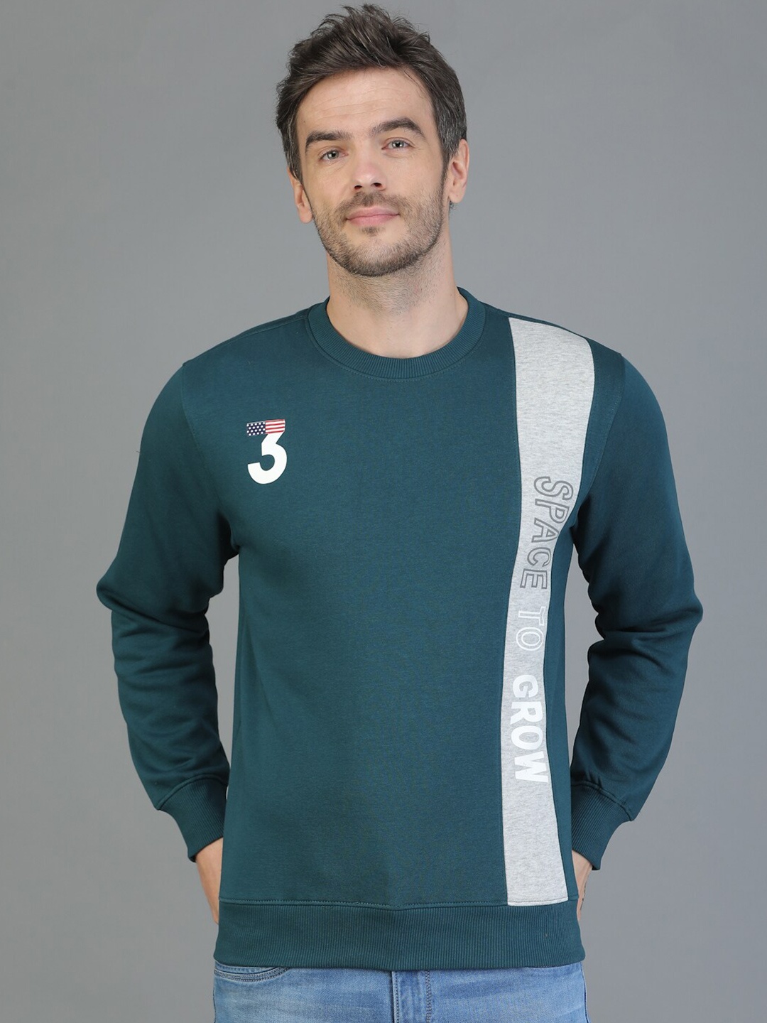 

TQS Cotton Printed Pullover Sweatshirt, Teal