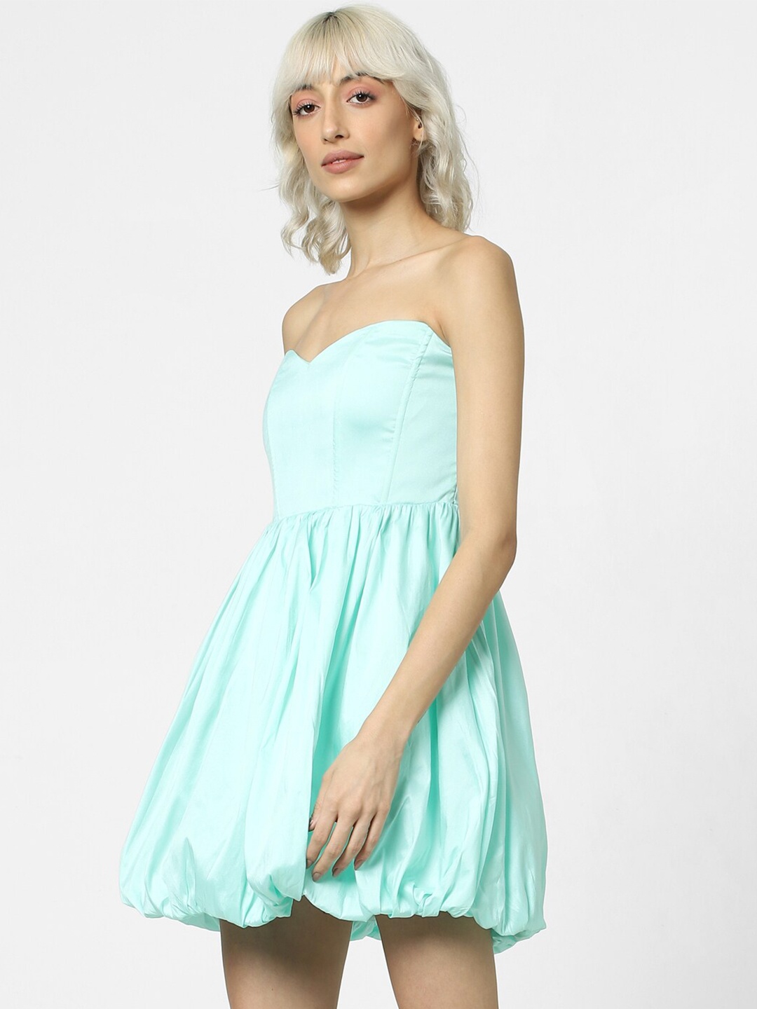 

ONLY Sweetheart Neck Fit & Flare Dress, Turquoise blue