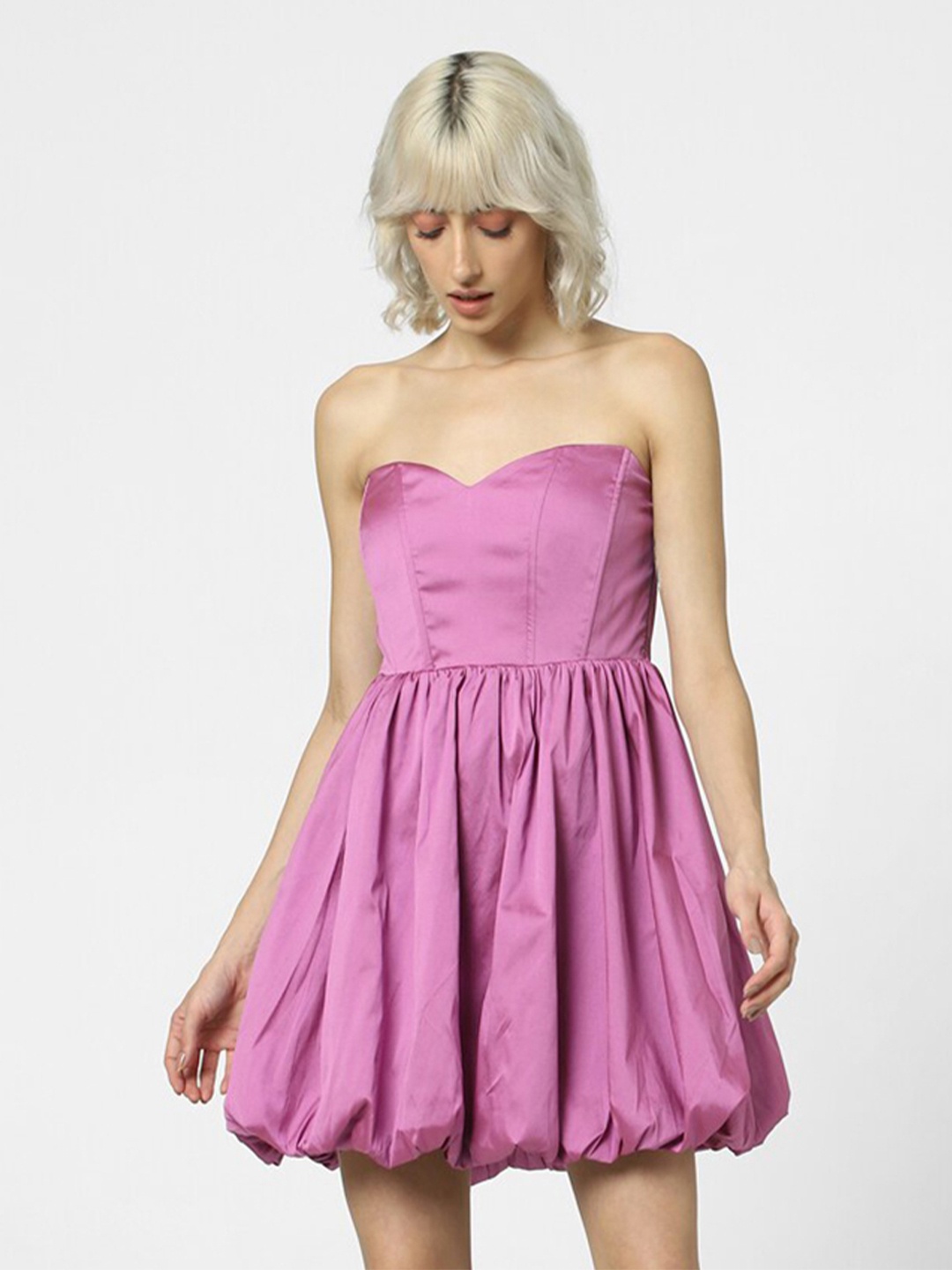 

ONLY Strapless Fit & Flare Dress, Purple