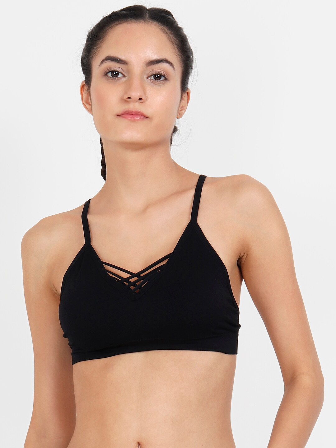 

Lebami Half Coverage Lightly Padded Bralette Bra With All Day Comfort, Black