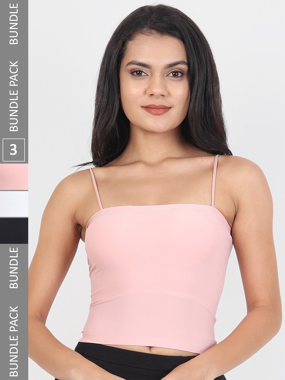

Lebami Pack Of 3 Lightly Padded Lounge Camisole, Pink