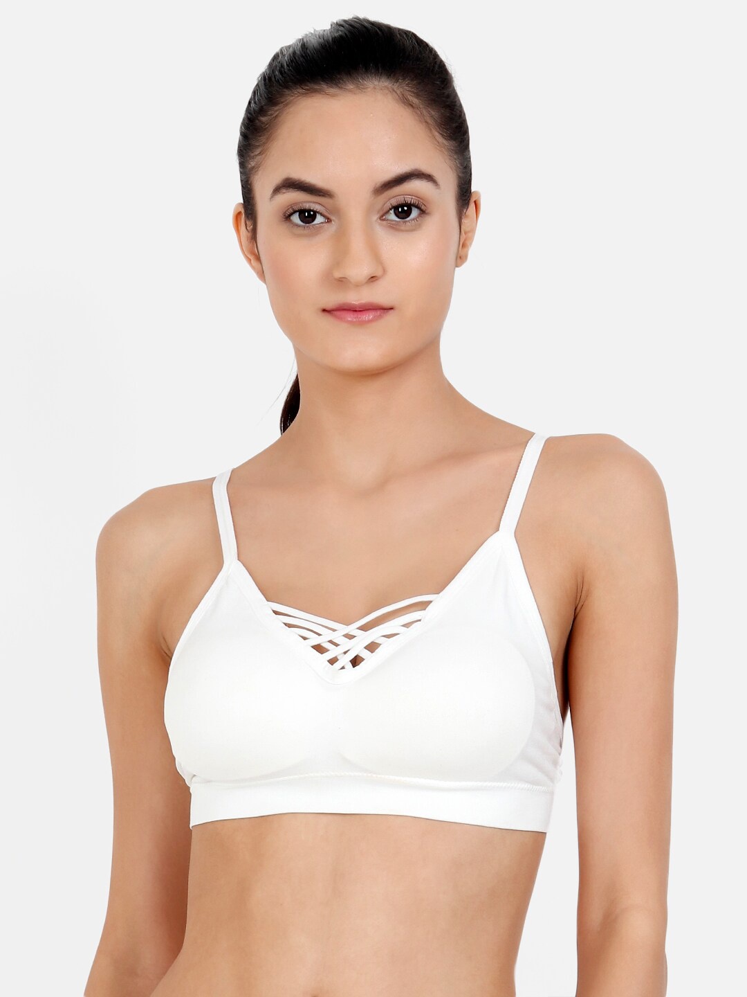 

Lebami Bralette Bra Rapid-Dry Half Coverage Lightly Padded, White