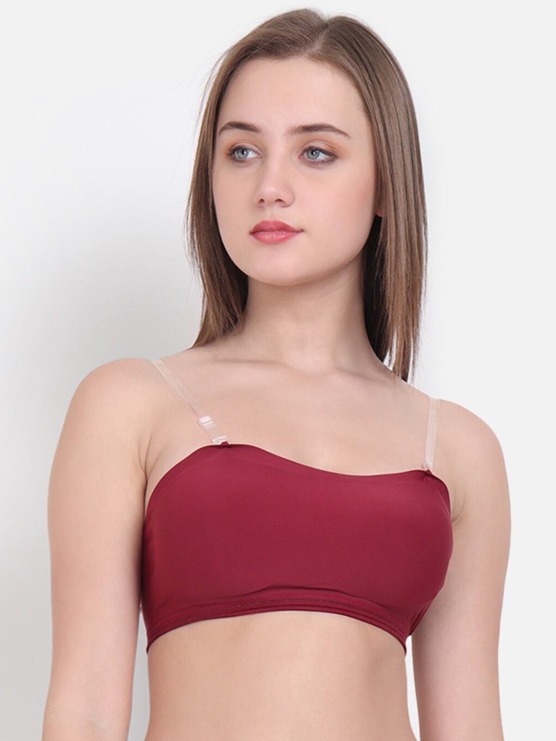

Lebami Bandeau Bra Rapid-Dry Medium Coverage Lightly Padded, Maroon