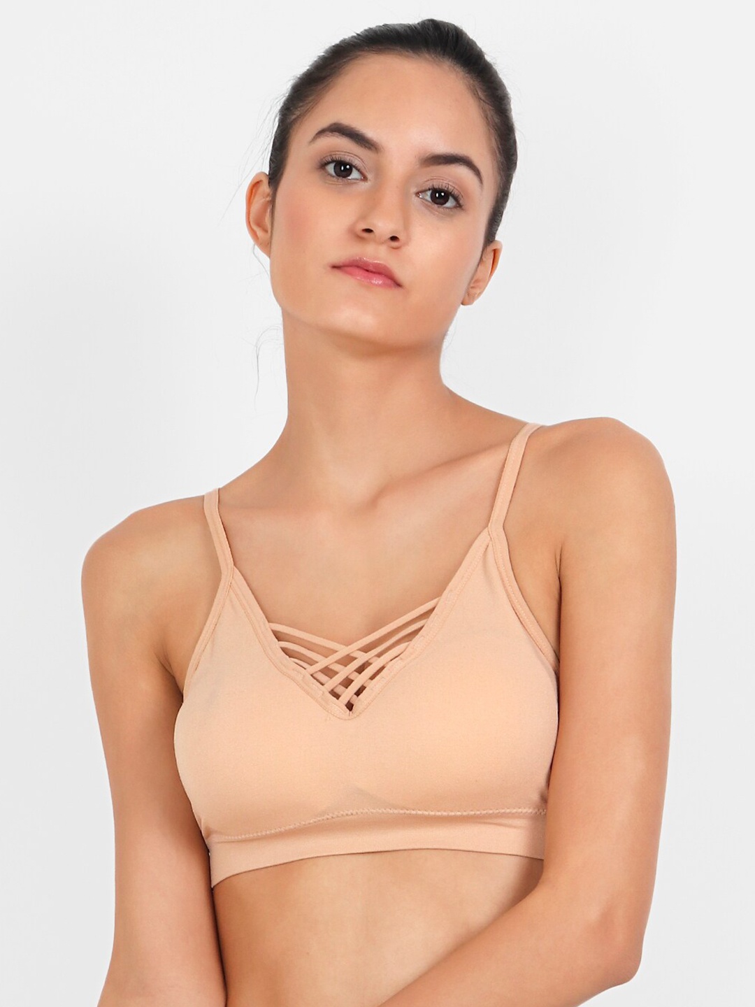 

Lebami Half Coverage Lightly Padded Bralette Bra With All Day Comfort, Beige
