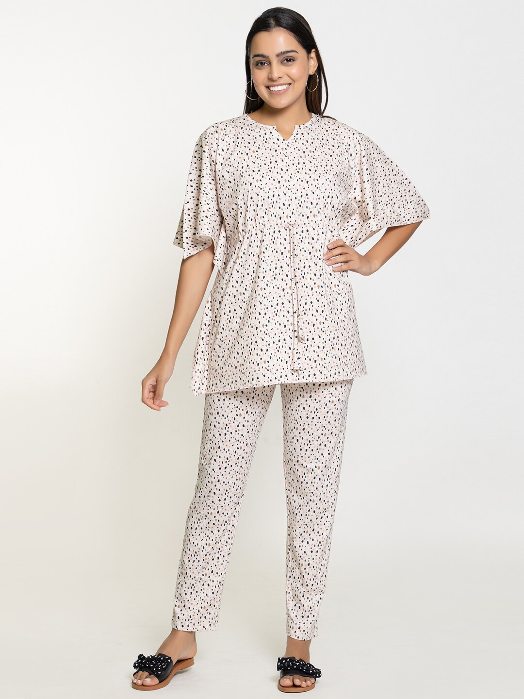 

Night Platter Printed Pure Cotton Top & Trouser, White